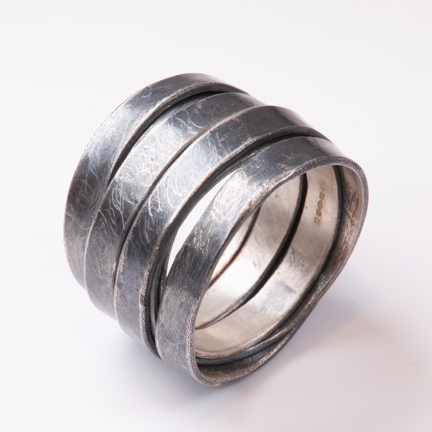 Oxidised Silver Tagliatelle Ring by Disa Allsopp