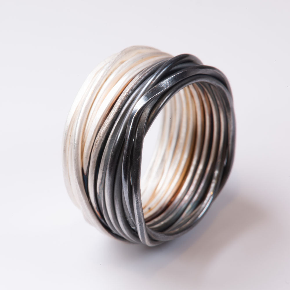 Half Oxidised Spaghetti Ring by Disa Allsopp