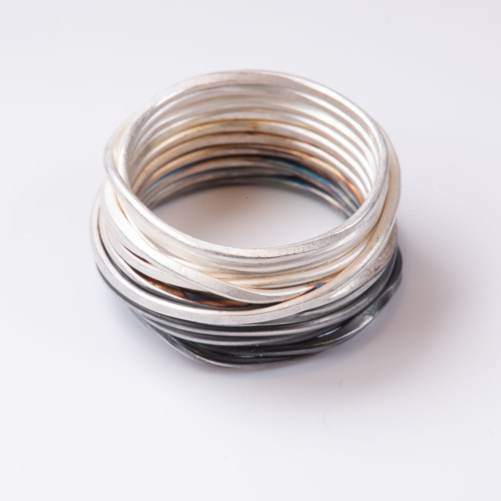 Half Oxidised Spaghetti Ring by Disa Allsopp