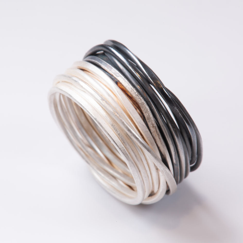 Half Oxidised Spaghetti Ring by Disa Allsopp
