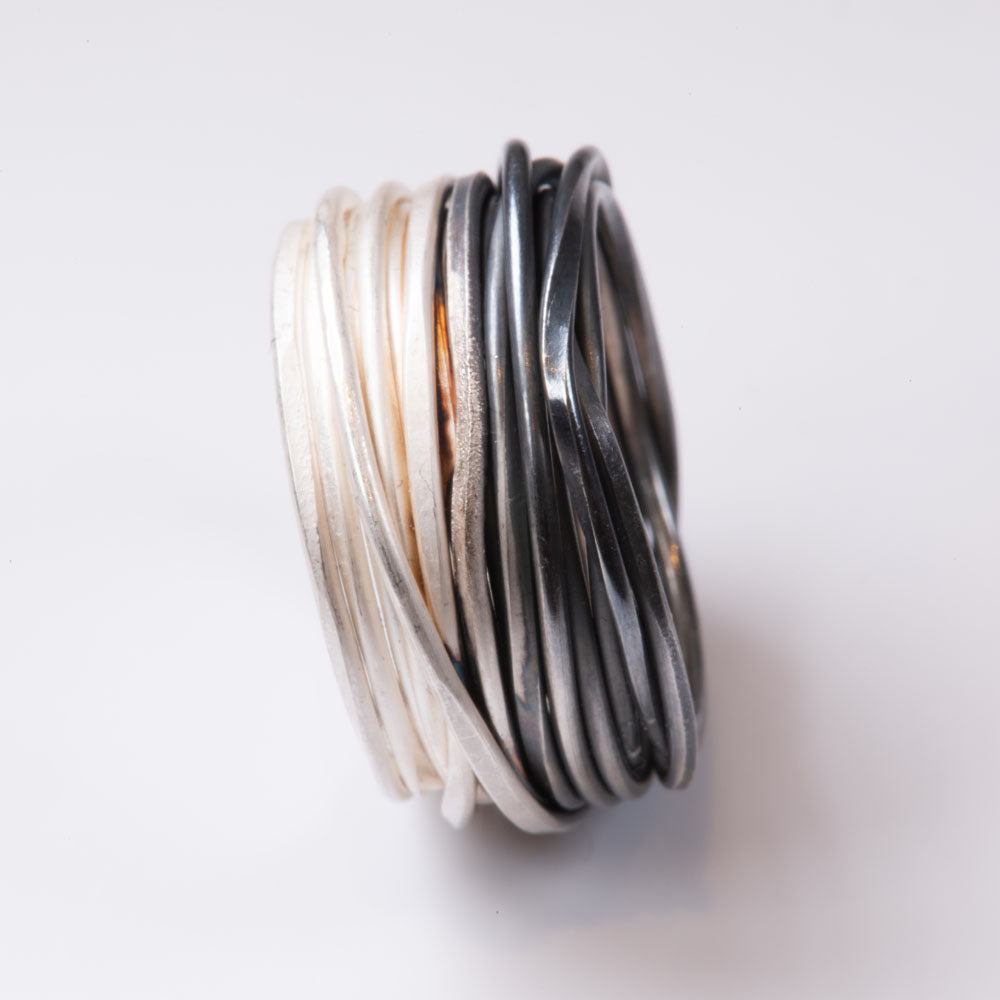 Half Oxidised Spaghetti Ring by Disa Allsopp