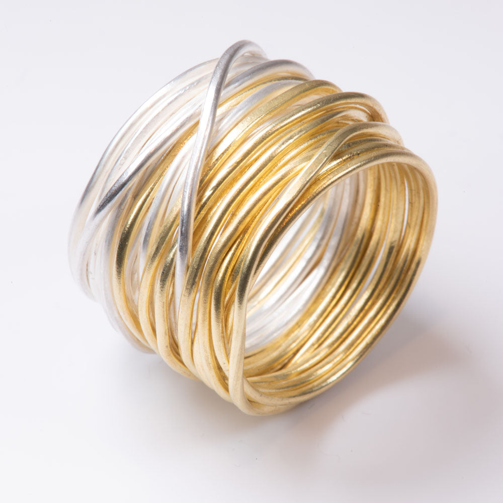 Gold and Silver Grande Spaghetti Ring by Disa Allsopp