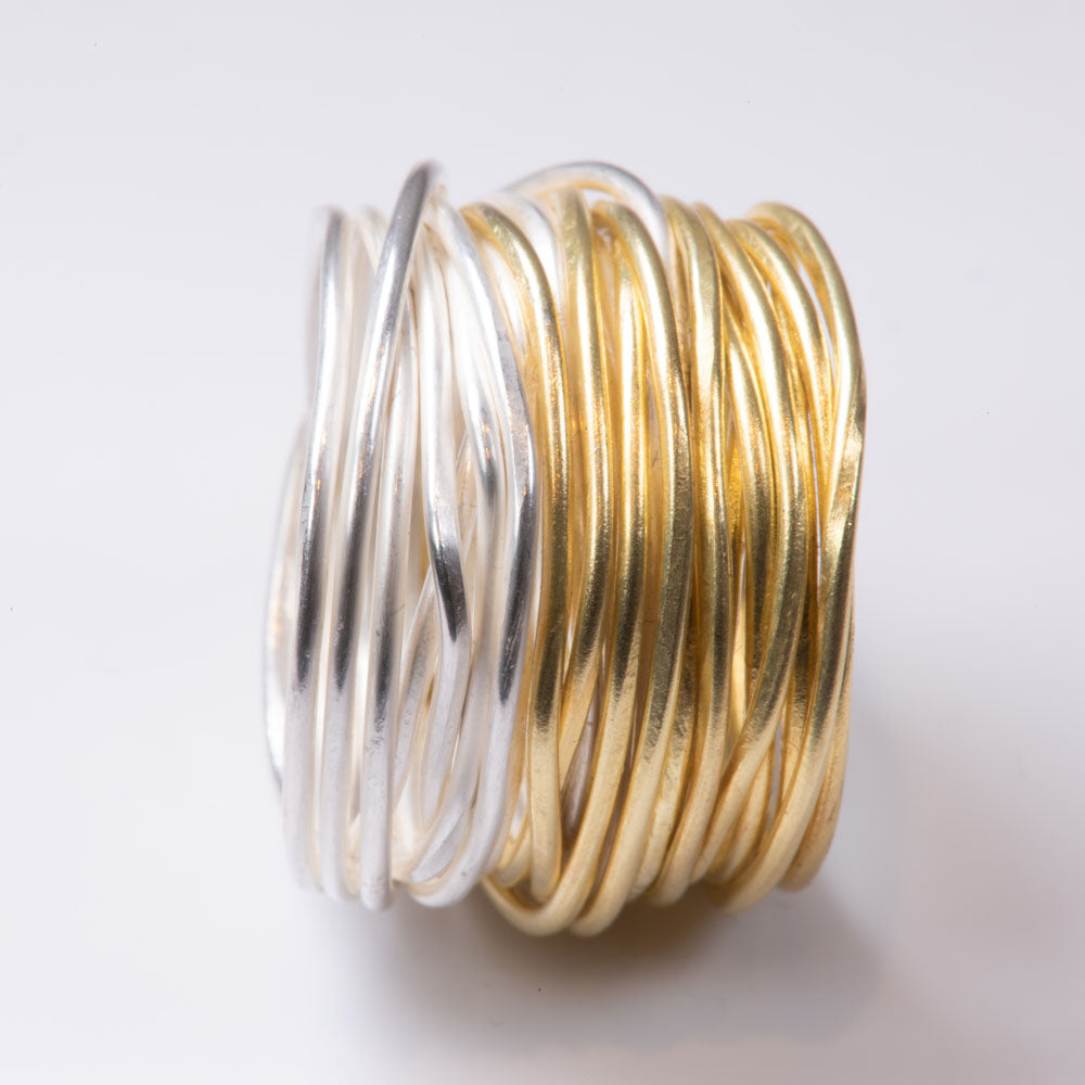 Gold and Silver Grande Spaghetti Ring by Disa Allsopp