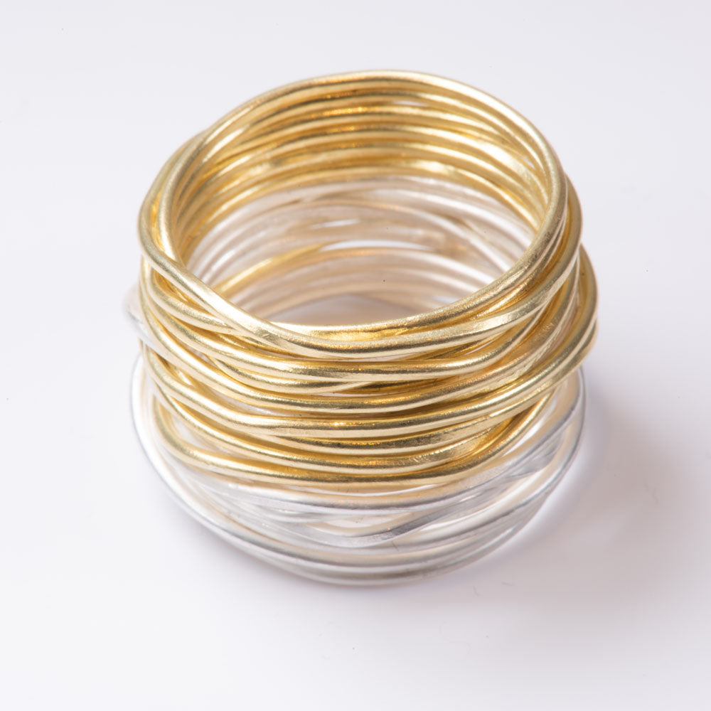 Gold and Silver Grande Spaghetti Ring by Disa Allsopp