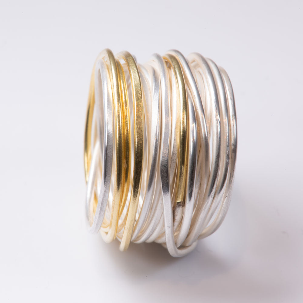 Three Gold Strand Spaghetti Ring by Disa Allsopp