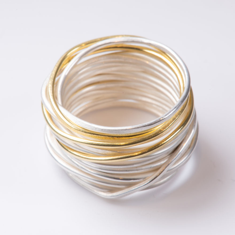 Three Gold Strand Spaghetti Ring by Disa Allsopp