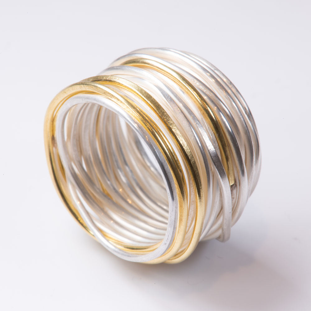 Three Gold Strand Spaghetti Ring by Disa Allsopp