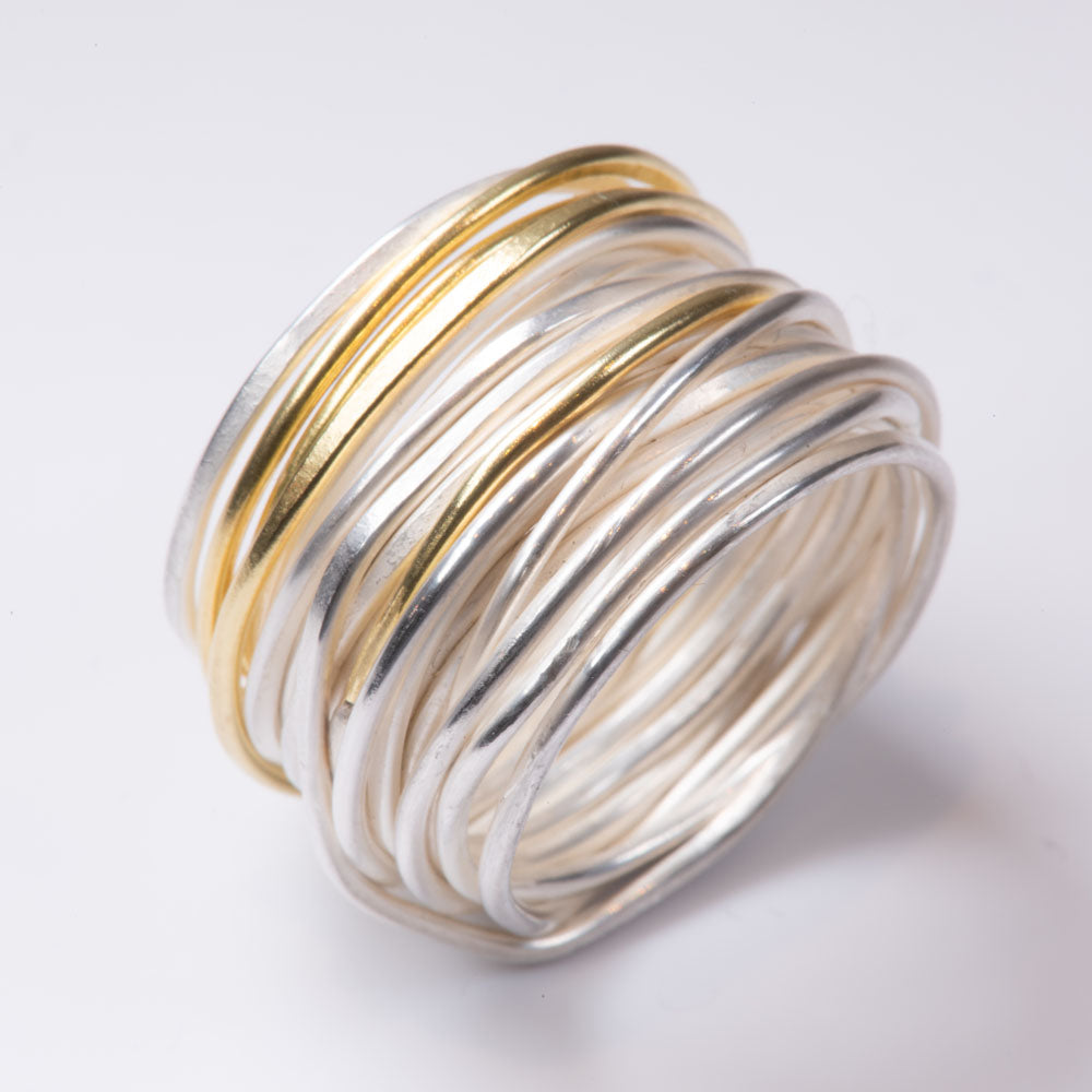Three Gold Strand Spaghetti Ring by Disa Allsopp