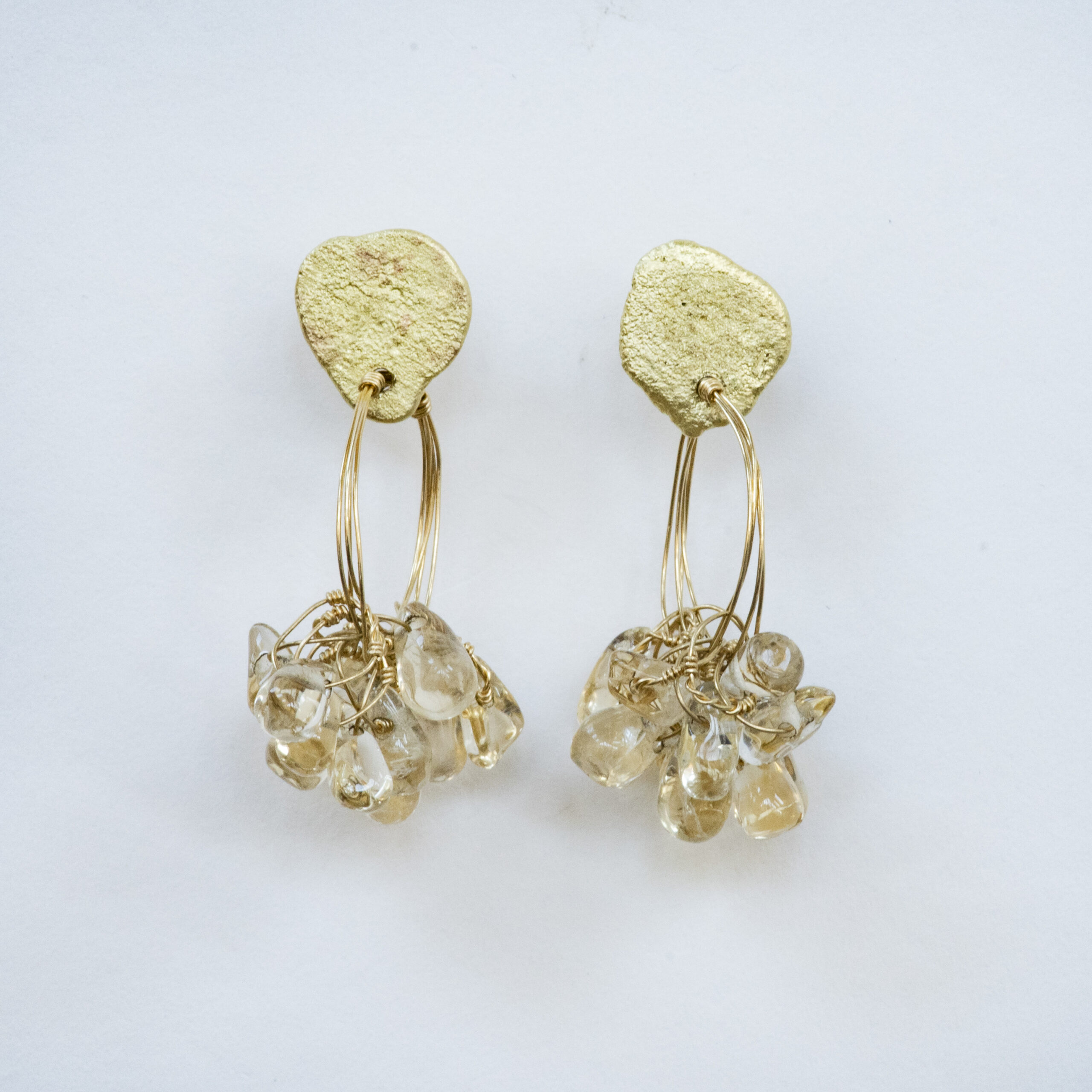 Citrine Gold Disc Wire earrings